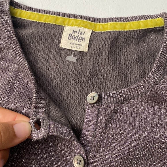 Mini Boden Girl’s Gray Metallic Long Sleeve Cardigan Size 11/12 - Picture 5 of 8